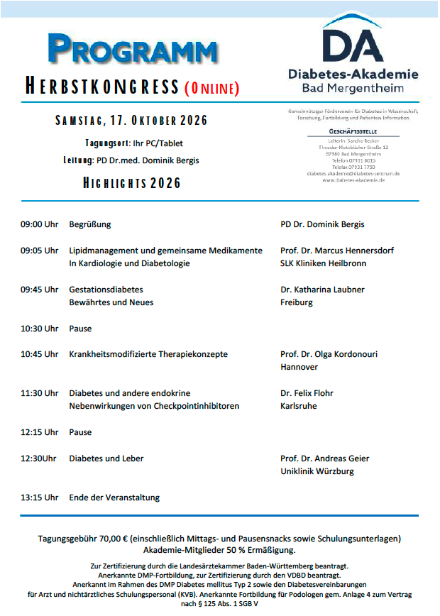 DA Bad Mergentheim Programm Herbsttagunf 2026